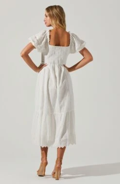 Itzel Eyelet Puff Sleeve Midi Dress -Dresses Sales Store ACDR101454 WHITE 6