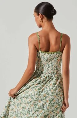 Yamila Floral Eyelet Midi Dress -Dresses Sales Store ACDR101467 OLIVEYELLOWFLORAL 5