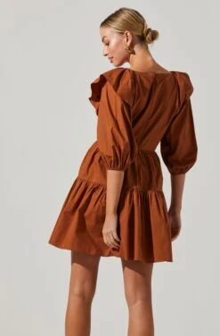 Nixi Ruffle Tiered Mini Dress -Dresses Sales Store ACDR101510 BROWN 3