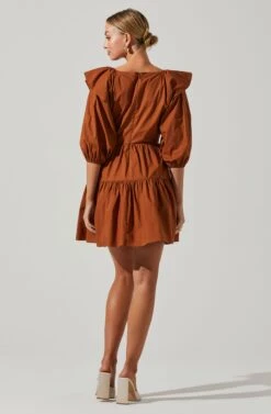 Nixi Ruffle Tiered Mini Dress -Dresses Sales Store ACDR101510 BROWN 4