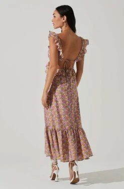 Olivette Floral Ruffle Midi Dress -Dresses Sales Store ACDR101511 PINKYELLOWFLORAL 5