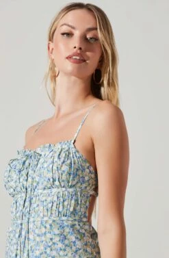 Maritza Floral Smocked Midi Dress -Dresses Sales Store ACDR101529 BLUEMULTI 3