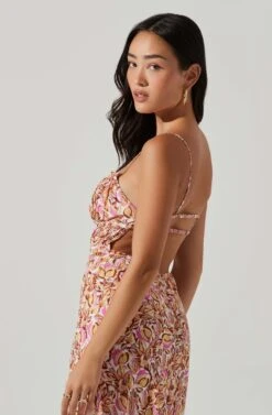 Maritza Floral Smocked Midi Dress -Dresses Sales Store ACDR101529 COPPERLILACMULTI 4