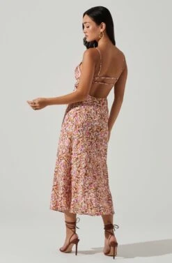 Maritza Floral Smocked Midi Dress -Dresses Sales Store ACDR101529 COPPERLILACMULTI 5