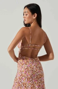 Maritza Floral Smocked Midi Dress -Dresses Sales Store ACDR101529 COPPERLILACMULTI 6