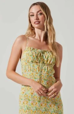 Maritza Floral Smocked Midi Dress -Dresses Sales Store ACDR101529 YELLOWGREENDITSY 2