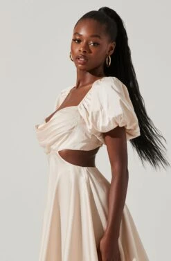 Clarita Cutout Puff Sleeve Mini Dress -Dresses Sales Store ACDR101536A CHAMPAGNE 4