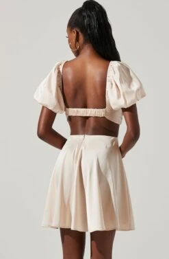 Clarita Cutout Puff Sleeve Mini Dress -Dresses Sales Store ACDR101536A CHAMPAGNE 5