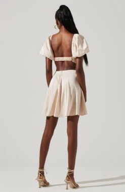 Clarita Cutout Puff Sleeve Mini Dress -Dresses Sales Store ACDR101536A CHAMPAGNE 6