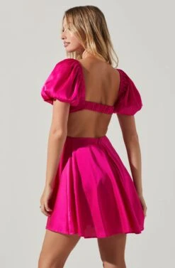 Clarita Cutout Puff Sleeve Mini Dress -Dresses Sales Store ACDR101536A FUCHSIA 3