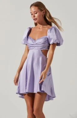Clarita Cutout Puff Sleeve Mini Dress -Dresses Sales Store ACDR101536A LAVENDER 2