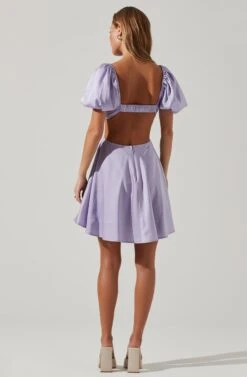 Clarita Cutout Puff Sleeve Mini Dress -Dresses Sales Store ACDR101536A LAVENDER 4