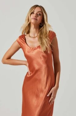 Makenna Scoop Neck Open Back Midi Dress -Dresses Sales Store ACDR101537 APRICOT 3