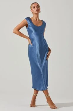 Makenna Scoop Neck Open Back Midi Dress -Dresses Sales Store ACDR101537 BLUE 1