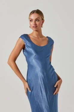 Makenna Scoop Neck Open Back Midi Dress -Dresses Sales Store ACDR101537 BLUE 2