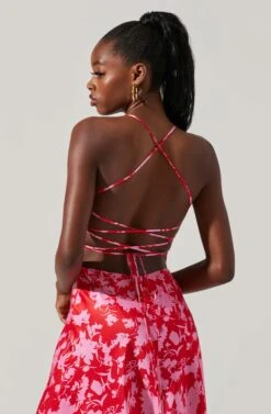 Gala Bustier Cross Strap Midi Dress -Dresses Sales Store ACDR101545 REDPINKMULTI 3