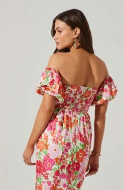 Zurina Floral Off Shoulder Midi Dress -Dresses Sales Store ACDR101549 PINKFLORAL 5