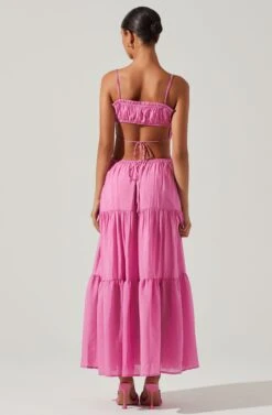 Odina Smocked Cutout Tiered Maxi Dress -Dresses Sales Store ACDR101551S PINK 6