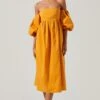 Carlin Off Shoulder Puff Sleeve Midi Dress