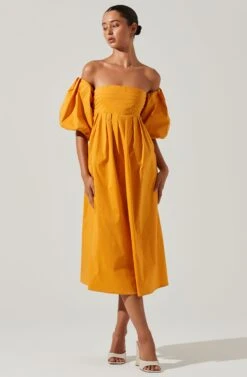 Carlin Off Shoulder Puff Sleeve Midi Dress -Dresses Sales Store ACDR101554 MANGO 2