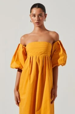 Carlin Off Shoulder Puff Sleeve Midi Dress -Dresses Sales Store ACDR101554 MANGO 4