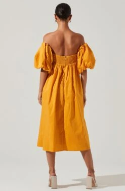 Carlin Off Shoulder Puff Sleeve Midi Dress -Dresses Sales Store ACDR101554 MANGO 6