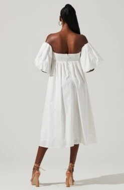 Carlin Off Shoulder Puff Sleeve Midi Dress -Dresses Sales Store ACDR101554 WHITE 5