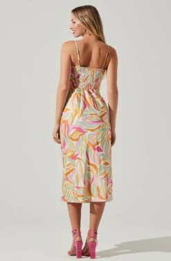 Mariela Abstract Print Midi Dress -Dresses Sales Store ACDR101558R MUSTARDPINKFLORAL 4