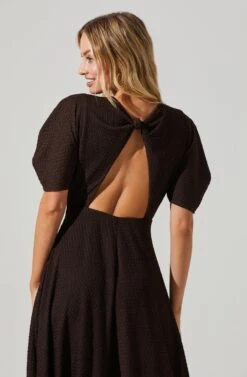 Manola Cutout Puff Sleeve Midi Dress -Dresses Sales Store ACDR101565 BROWN 4