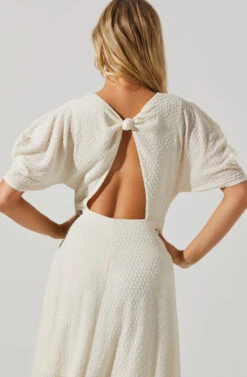 Manola Cutout Puff Sleeve Midi Dress -Dresses Sales Store ACDR101565 CREAM 5