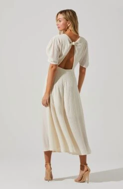 Manola Cutout Puff Sleeve Midi Dress -Dresses Sales Store ACDR101565 CREAM 6