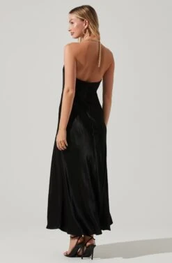 Kazia Satin Halter Chain Maxi Dress -Dresses Sales Store ACDR101567R BLACK 5