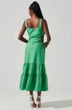 Bridget Side Cutout Tiered Midi Dress -Dresses Sales Store ACDR101571 GREEN 5