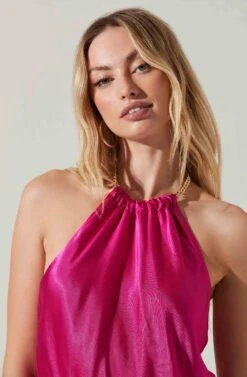Quinta Halter Chain Strap Mini Dress -Dresses Sales Store ACDR101581R FUCHSIA 3