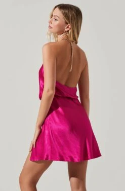 Quinta Halter Chain Strap Mini Dress -Dresses Sales Store ACDR101581R FUCHSIA 4