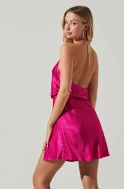 Quinta Halter Chain Strap Mini Dress -Dresses Sales Store ACDR101581R FUCHSIA 5