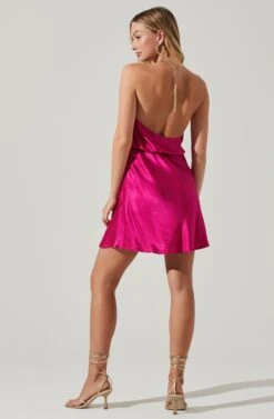 Quinta Halter Chain Strap Mini Dress -Dresses Sales Store ACDR101581R FUCHSIA 6