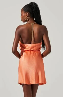 Quinta Halter Chain Strap Mini Dress -Dresses Sales Store ACDR101581R MELON 4