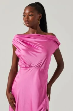 Monroe Satin Off Shoulder Maxi Dress -Dresses Sales Store ACDR101586 PINK 3 cc3ef0ce dbeb 4fed 8953 2cbba744b111