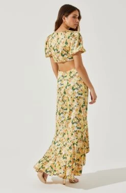 Dayanara Puff Sleeve Floral Maxi Dress -Dresses Sales Store ACDR101589P GREENYELLOWFLORAL 5
