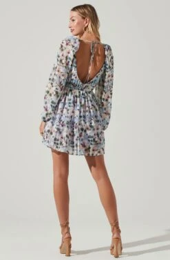Carina Floral Open Back Mini Dress -Dresses Sales Store ACDR101611 BLUEMULTIFLORAL 4