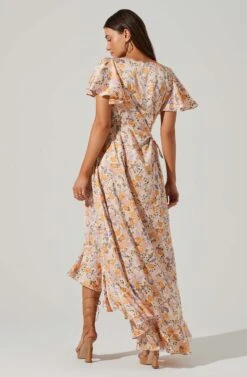 Veida Floral Cutout Midi Dress -Dresses Sales Store ACDR101620 TANGERINEPURPLEFLR 5