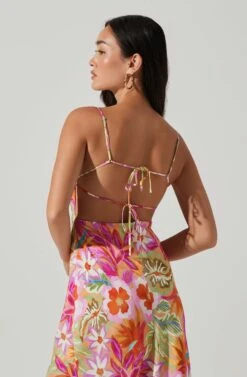 Gabriella Floral Strappy Back Midi Dress -Dresses Sales Store ACDR101629L ORANGEPURPLEMULTI 4