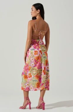 Gabriella Floral Strappy Back Midi Dress -Dresses Sales Store ACDR101629L ORANGEPURPLEMULTI 5