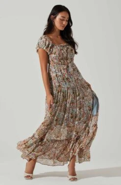 Roseline Off Shoulder Floral Maxi Dress -Dresses Sales Store ACDR101641 BLUEPINKMULTI 2