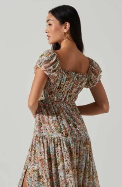 Roseline Off Shoulder Floral Maxi Dress -Dresses Sales Store ACDR101641 BLUEPINKMULTI 4