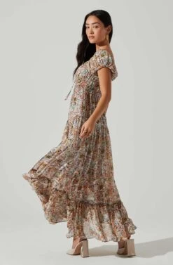 Roseline Off Shoulder Floral Maxi Dress -Dresses Sales Store ACDR101641 BLUEPINKMULTI 5