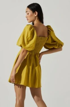 Serilda Cutout Puff Sleeve Mini Dress -Dresses Sales Store ACDR101649S MUSTARD 4