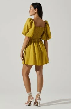 Serilda Cutout Puff Sleeve Mini Dress -Dresses Sales Store ACDR101649S MUSTARD 5