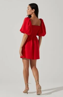 Serilda Cutout Puff Sleeve Mini Dress -Dresses Sales Store ACDR101649S RED 4